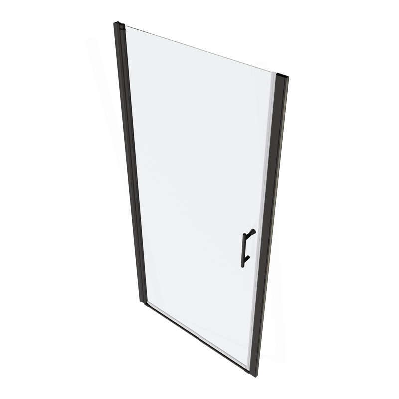 Porte de douche pivotante universelle à ouverture 1 3/8 po avec verre trempé de 1/4 po, Noir