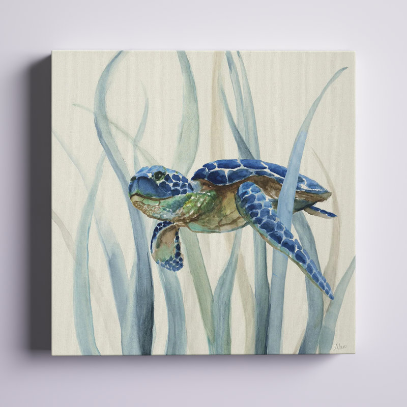 Tortue Pei en ruppie maritime II - impression, H 32 po x l 32 po, Toile tendue, Sans cadre