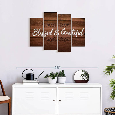 Ensemble de 4 pièces inspirantes et typographiques «Blessed And Grateful», par TimberType Studio