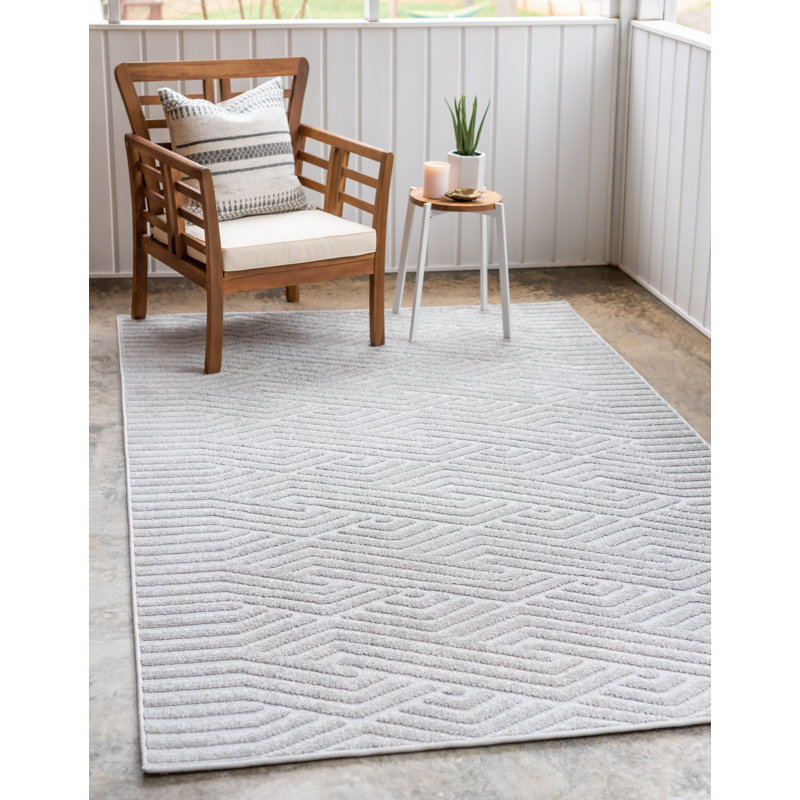 Power Loom Gray Indoor/Outdoor Area Rug, Rectangle 4'1" x 6'1"