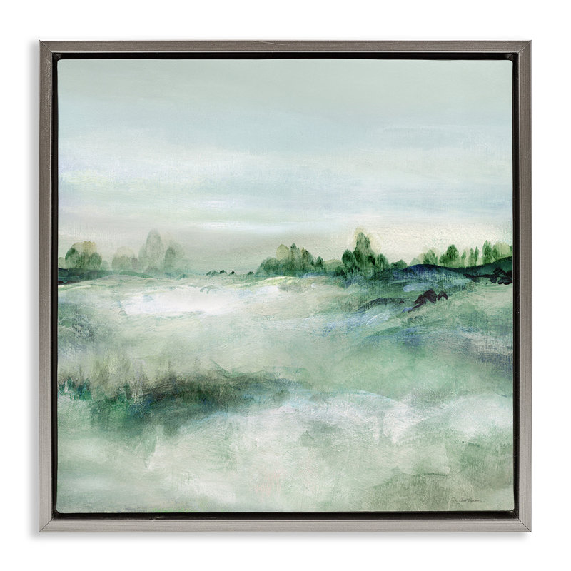 Le champ vert s'efface au loin, H 25 po x l 25 po, Cadre flottant gris lustré