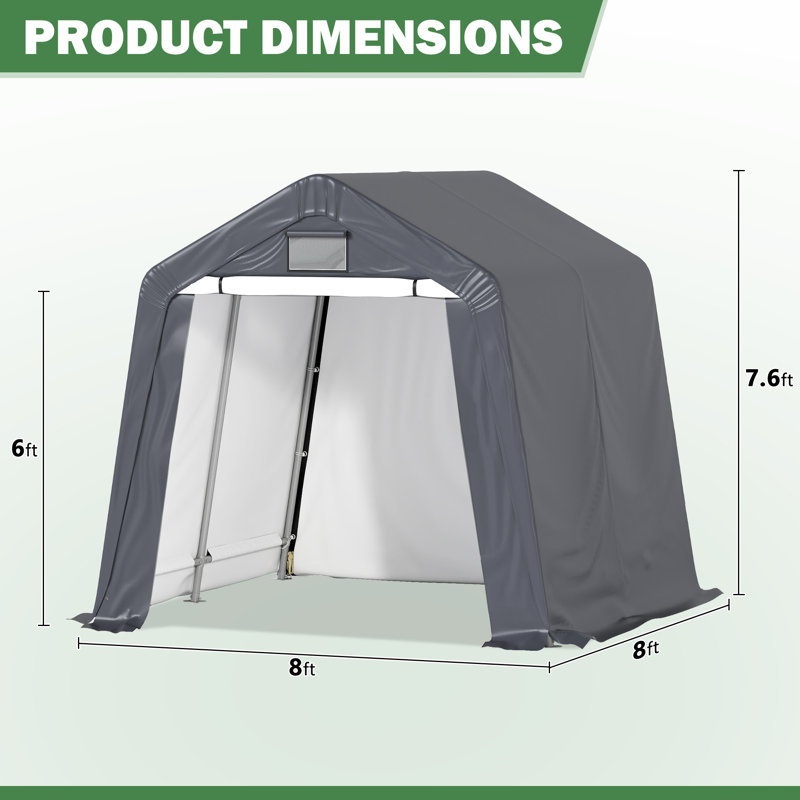 8FT*8FT Outdoor Storage Shelter Shed - Heavy Duty Storage Tent with Roll-up Ventilated Windows, 8FT*8FT