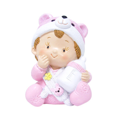 Figurine bébé fille avec bouteille