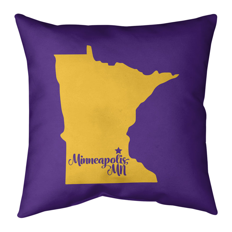 Housse de coussin en lin, Minneapolis, 20 po X 20 po, Mauve / doré