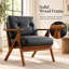 Fauteuil d'appoint rétro moderne du milieu du siècle, structure en bois massif de 71 cm de large, recouvert de tissu.
