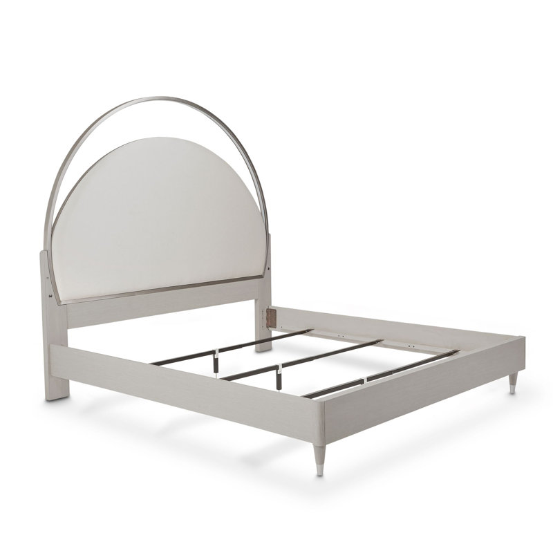 Eclipse Queen Beige Upholstered Bed with Lighted Headboard