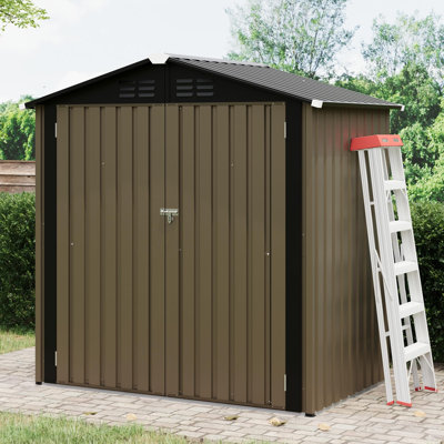 Remise de rangement extérieure en acier galvanisé 6 x 4 pi avec fenêtre transparente, porte haute, toit incliné, 130 pieds cubes Pi. pour équipement de jardin
