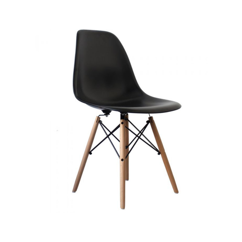 19'' H Side Chair, Black, Natural