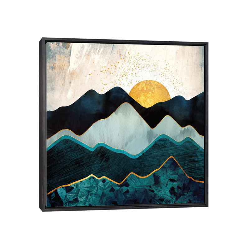 Glacial Hills - impression d'art graphique, 26" H x 26" W x 1.5'' D, Distressed Black Framed Canvas, Aucun mat