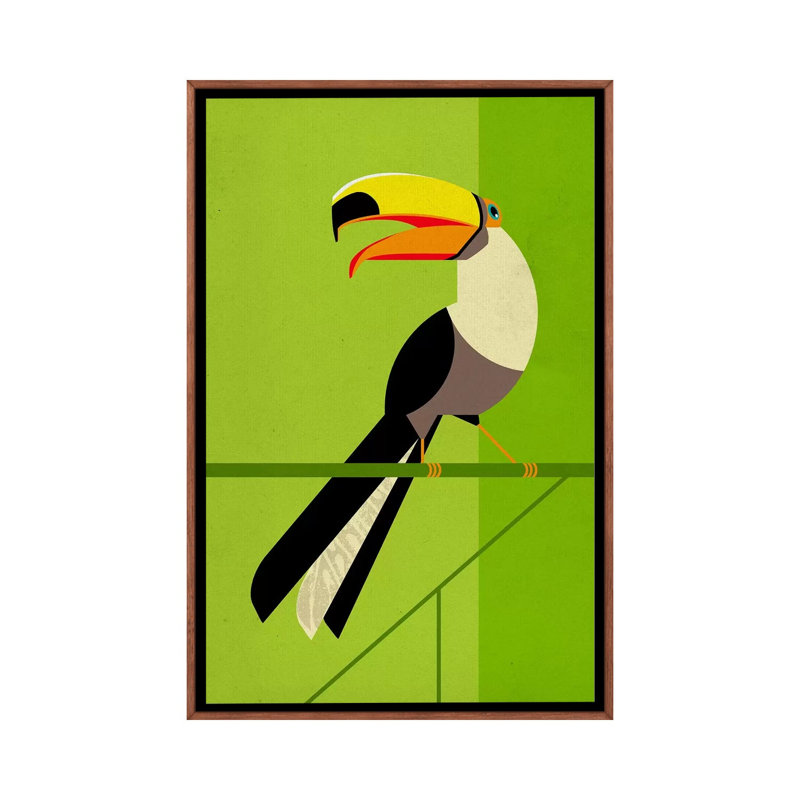 Tucan by Dieter Braun - Print on Canvas, 66.04 cm H x 45.72 cm W, Classic Brown Wood Framed