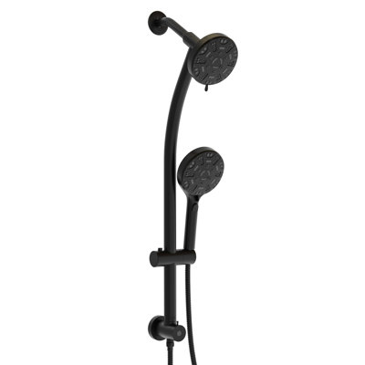 Shower System With 59" Stainless Steel Hose, Matte Black, 8 Hand & Angle Black Shower, Adjustable Slide Bar Hose