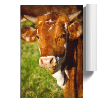 Portrait of a Cow Painting - Frameless Print