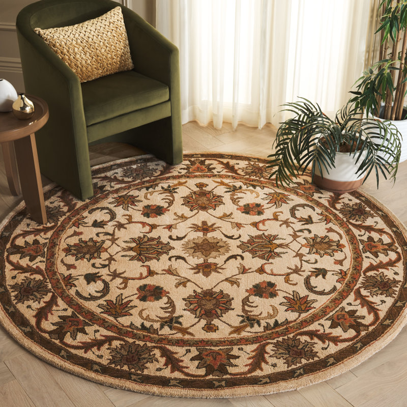 Tapis oriental en laine touffeté à la main Dunbar, Rond 6 pi