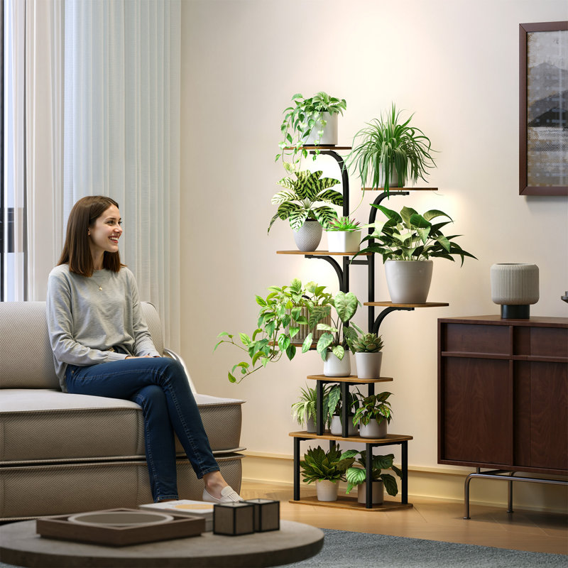 Support pour plante d'intérieur en métal 63,5 "avec lumière de croissance