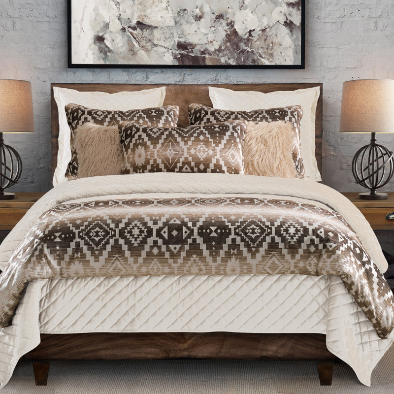 Chalet Cream/Taupe Aztec Print Southwestern Style 1 Piece Duvet Cover, Queen Duvet Cover