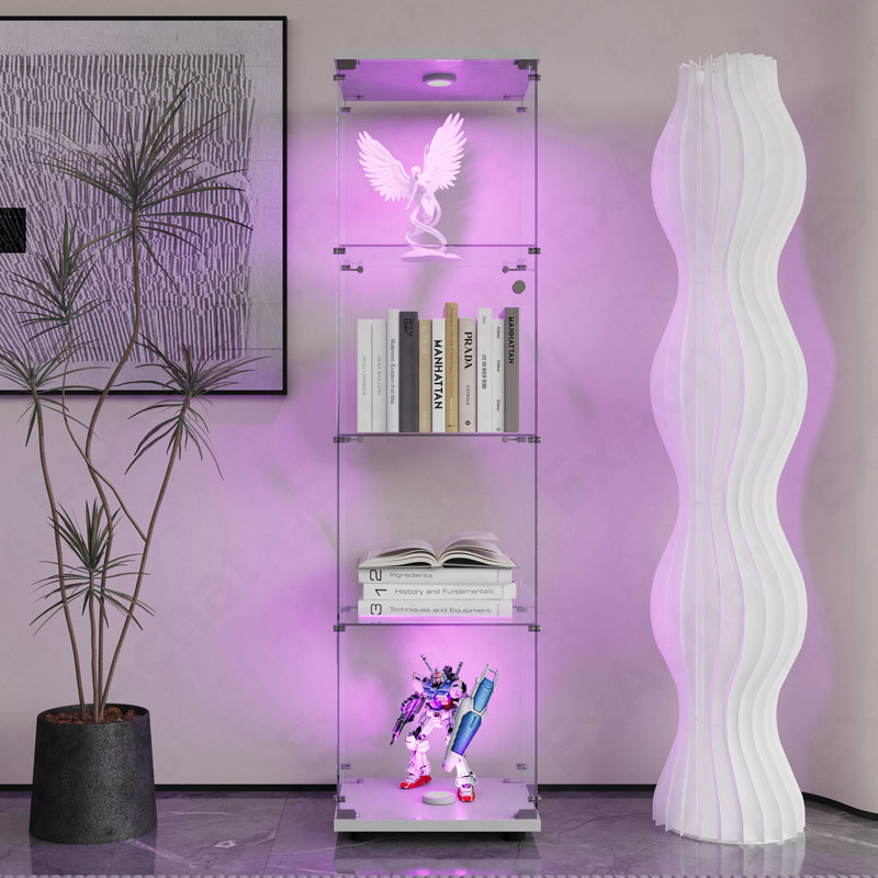 Présentoir en verre Inetta, Blanc, Avec lumière