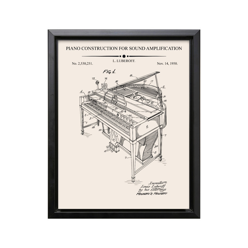 Piano, plan n ° 1, Black Framed, Canvas, 12"H x 16"W