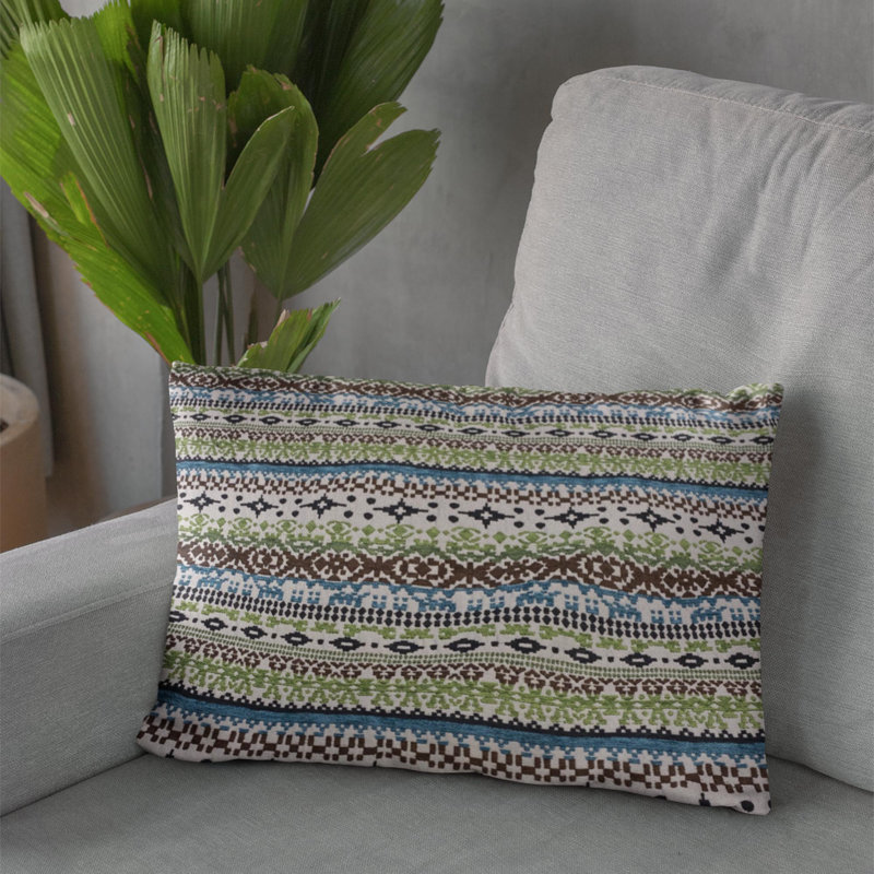 Coussin Plutus Green Red Blue Vibrant Horizon, Rectangulaire, H 12 po x l 20 po