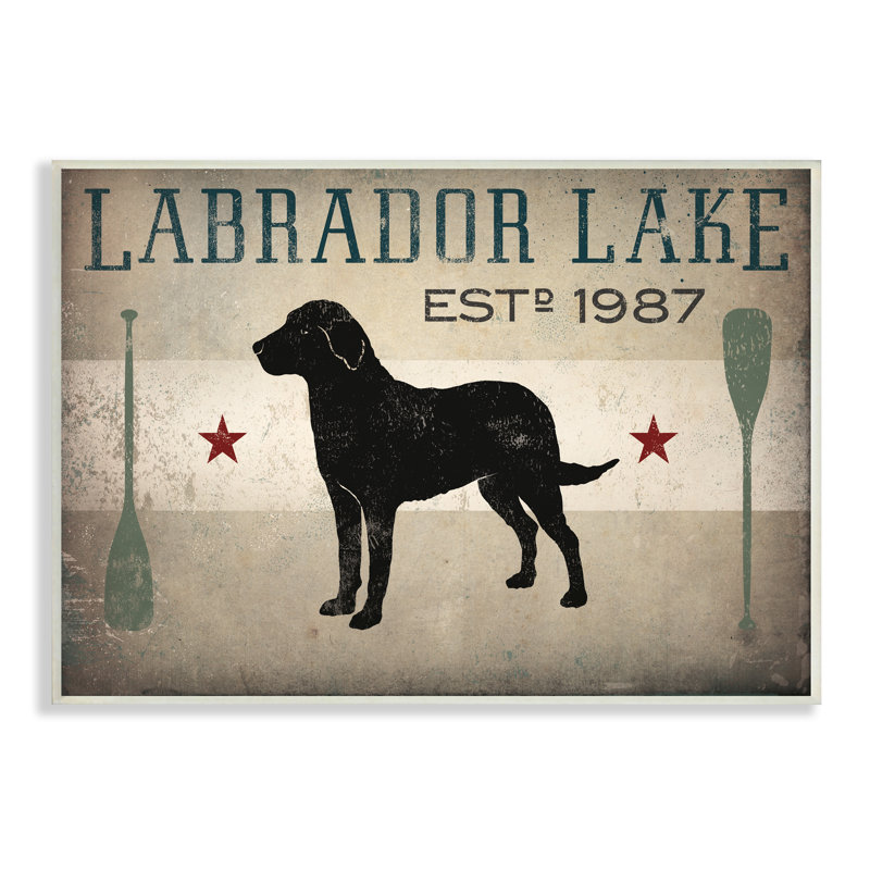 «Labrador Lake Rustic Dog Row bateau Oars Cabin Sign» par Ryan Fowler - impression, H 13 po x l 19 po, Plaque murale