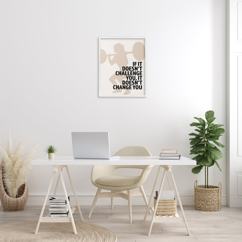 Motivational Challenge Workout Giclee Art by Victoria Barnes, Coastal White Framed Giclee, 30" H x 24" W