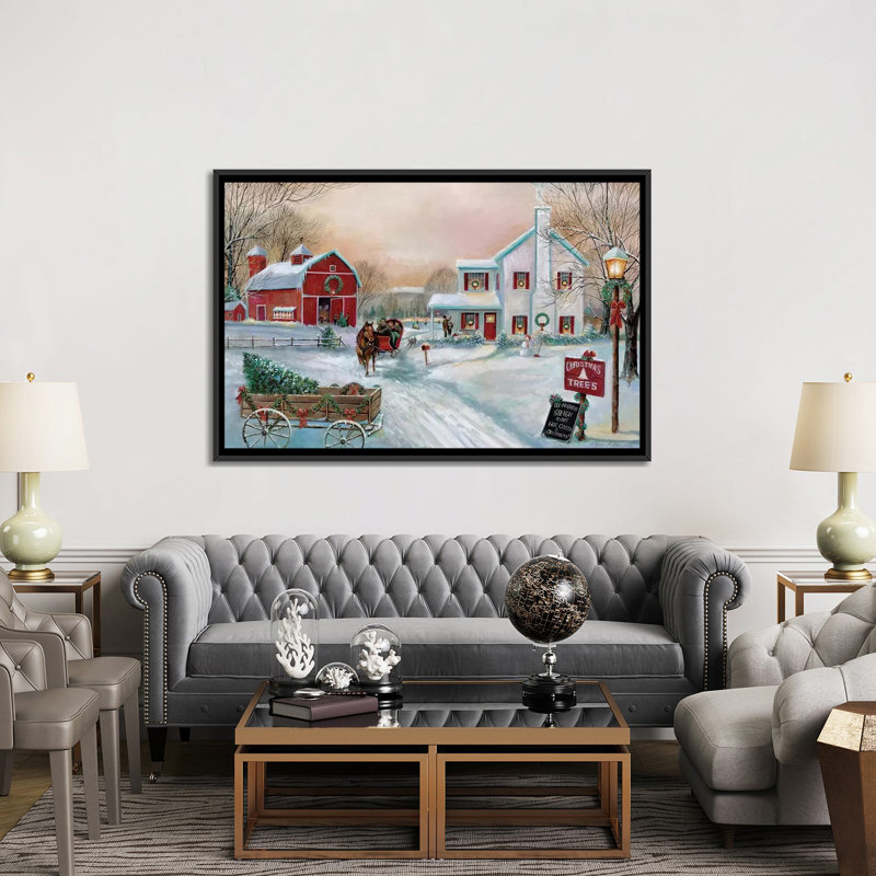«Christmas Tree Farm» par Ruane Manning - reproduction d'art, H 60 po x l 40po x P 1,5 po, Toile avec cadre noir, Aucun mat