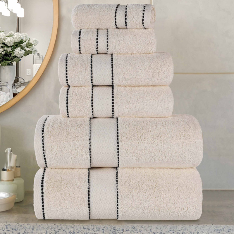 Niles 6 Piece Egyptian Giza Cotton Towel Set, Ivory