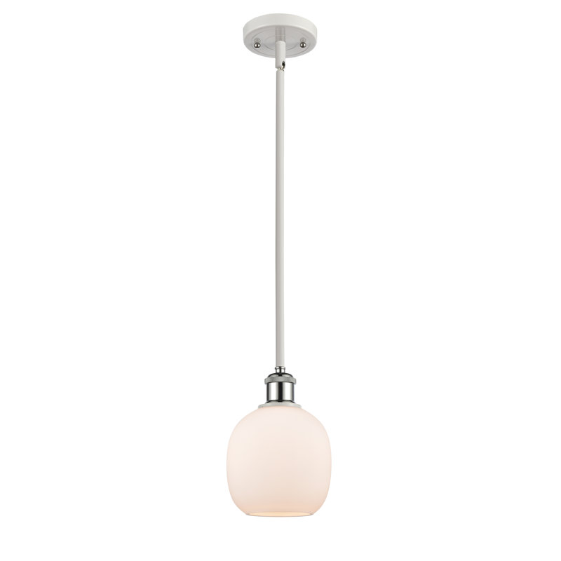 Luminaire suspendu sphérique 1 lumière Carlucci, Ampoule non incluse, Blanc mat, Blanc et chrome poli