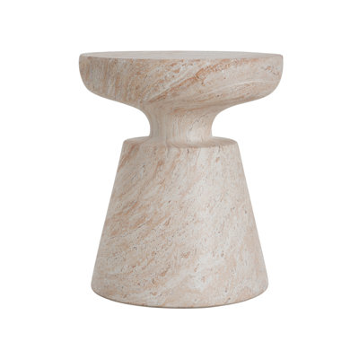 Table d'appoint d'extérieur / d'intérieur en béton léger, finition travertin