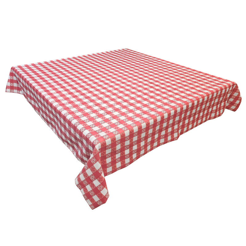 Poplin Tavern Gingham Checkered Polyester Tablecloths, 108" L x 58" W, Coral