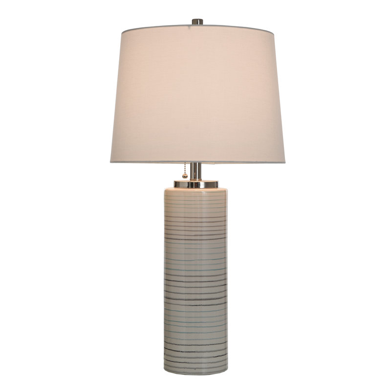 Sarmiento - Transitional Table Lamp - Off-White Shade, Warm Gray/Pastel Turquoise