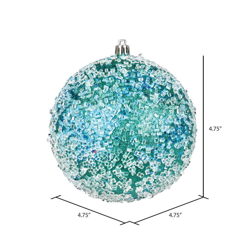 Ornement boule scintillante, H 4,75 po x l 4,75 po x P 4,75 po, Bleu sarcelle, 4