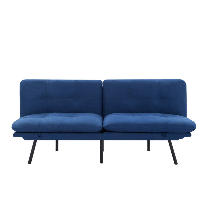Canapé-lit futon convertible avec pieds en métal, Bleu