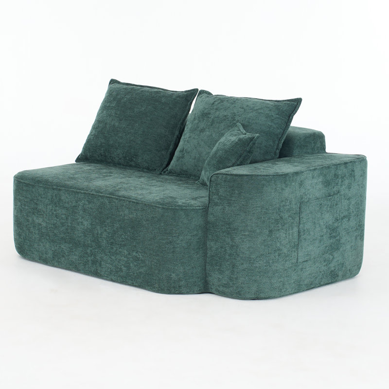 Grand canapé modulaire moderne en chenille vert, canapé confortable sans assemblage pour la maison