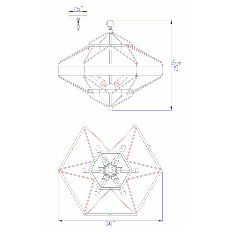 Finola 6 - Light Geometric Chandelier