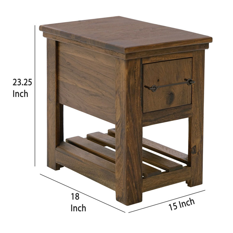 Table de chevet Ally, 1 tiroir, 1 tablette, bois de parota brun, 15 po
