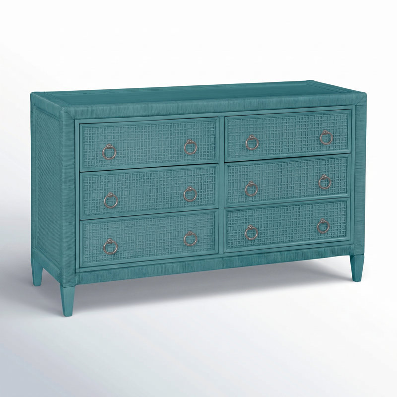 Commode 6 tiroirs Monterey, Miel, Non, Nickel satiné