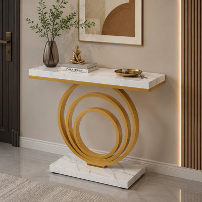 Table console étroite, canapé d'entrée de 41 po avec base en anneau