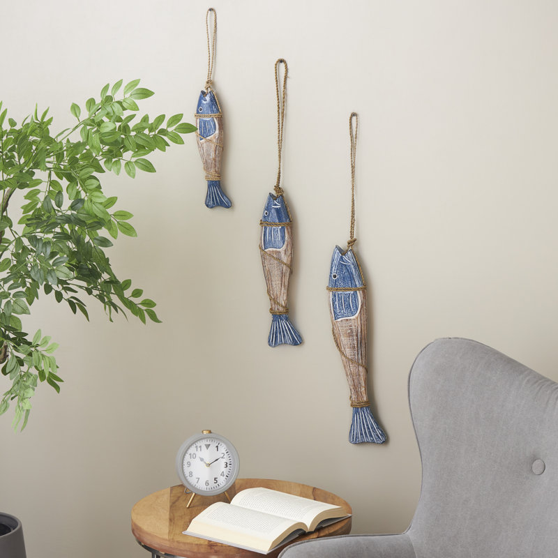 Ensemble de corde décorative en bois faite à la main, Bleu