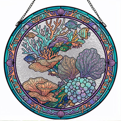 Panneau de vitrail Coral Reef, H 12 po