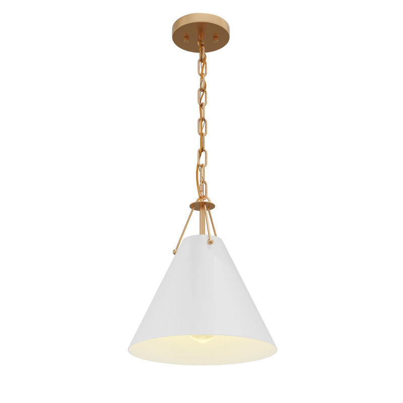 Velvain 1-Light White Finished Mental Shade Dimmable Classic Adjustable Pendant Chicken Light Fixture