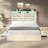 Oceant Queen Farmhouse LED Bed Frame With 4 Drawers & Open Storage Space,White-1192499257
