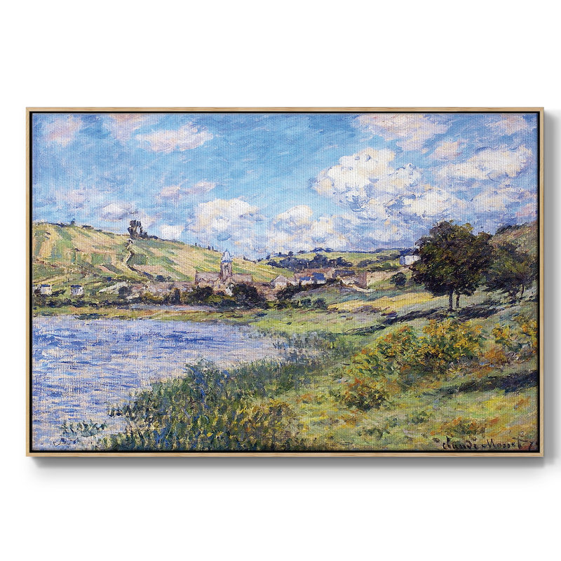 Vetheuil, Paysage, 1879, reproduction d'art sur toile, H 27 po x l 41 po x P 2 po, Cadre en bois naturel