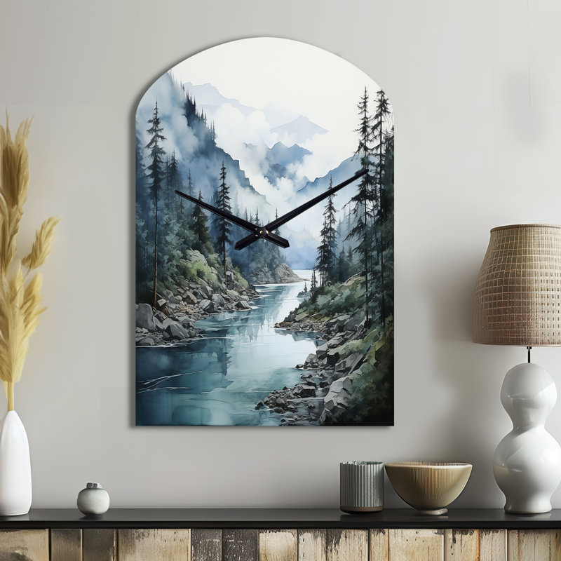 Horloge murale en métal gris gris et bleu, Moyenne