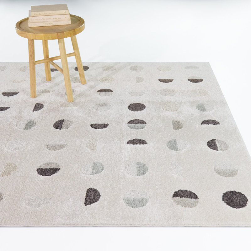 Waning Sage/Grey Geometric Dots Area Rug, Sage/Grey, 7'10" x 10'