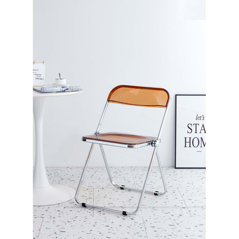 Chaise pliante transparente en plastique, Jaune