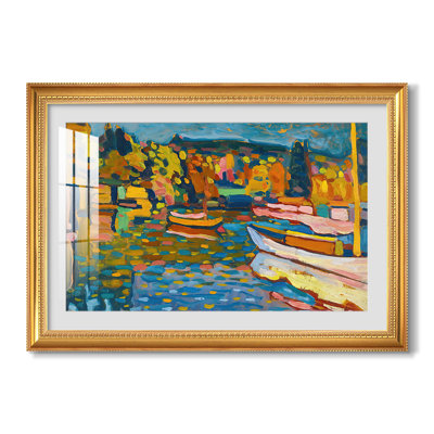 Study for Autumn Landscape with Boats, 1908-Wassily Kandinsky-Custom Framed Canvas