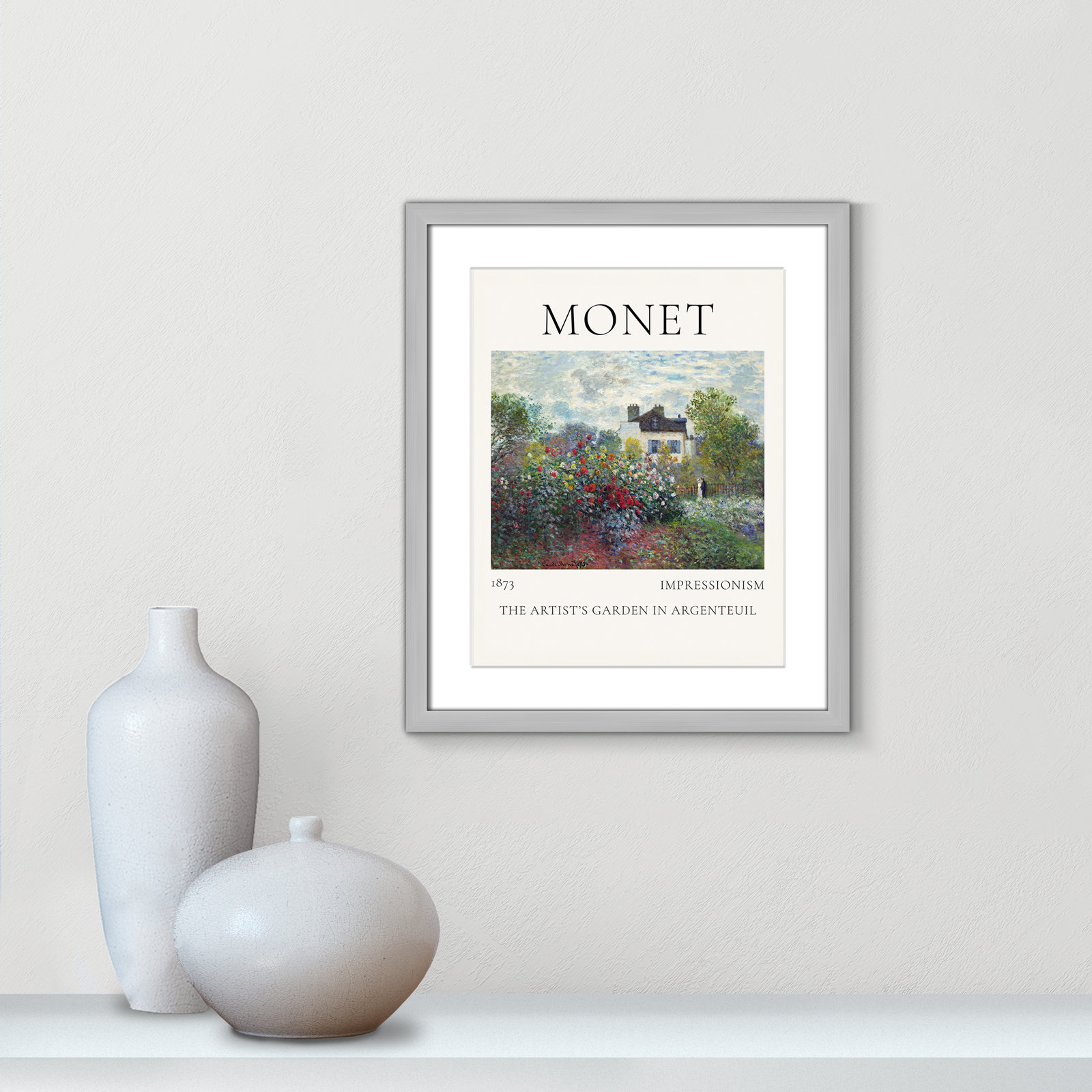 Artists Garden in Argenteuil Print by Claude Monet, Yes, 19" H x 16" W x 1.25" D, Silver Single Picture Frame