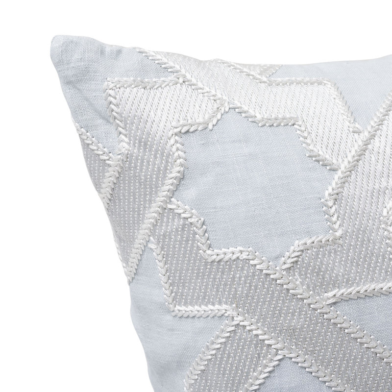 Cordoba Embroidery Pillow, Mist, 18" x 18" 