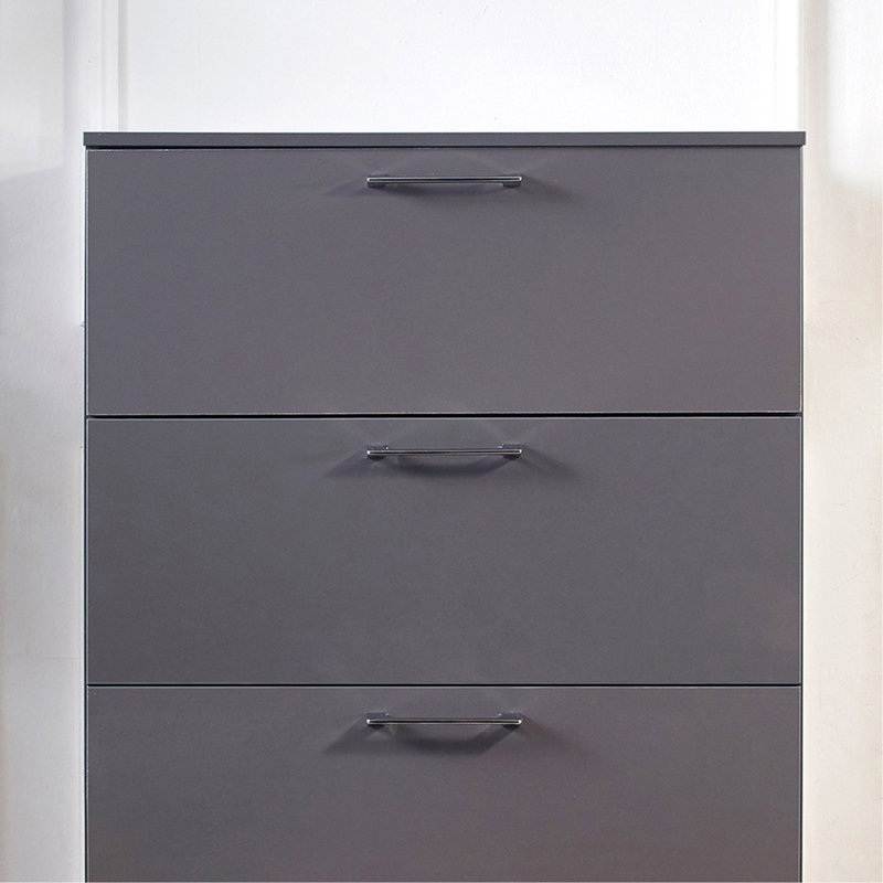 Commode géante à quatre tiroirs lustrée, Gris foncé