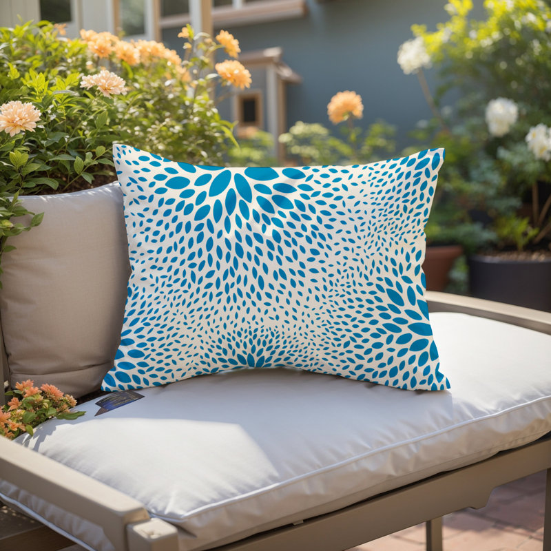 Bavaria Floral Outdoor Throw Pillow, Turquoise/Cream